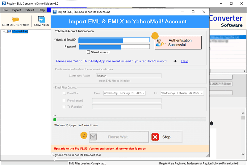 migrate eml to yahoo mail