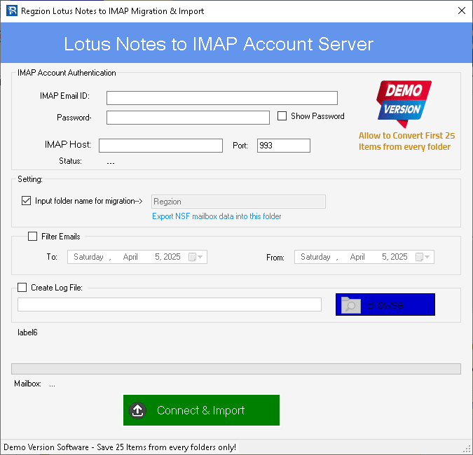 login IMAP account