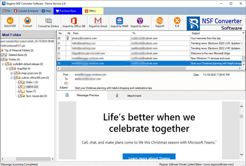 preview outlook items from nsf