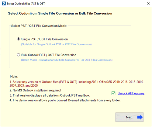 single outlook file insert
