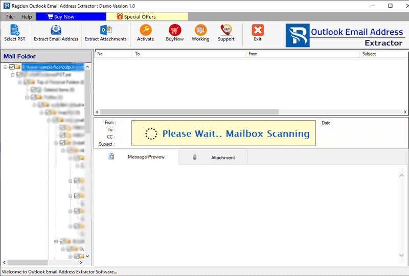 scan outlook file pst/ ost/ nst