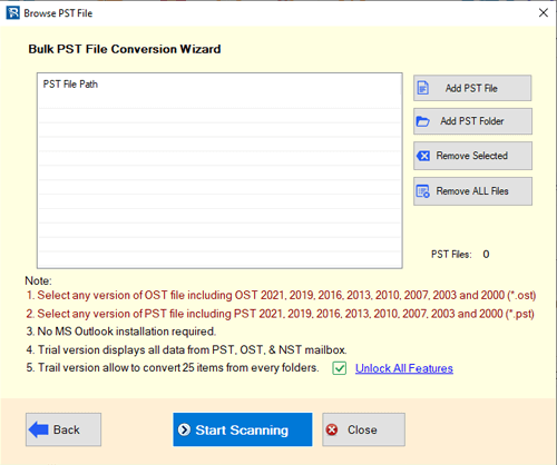 bulk pst file add