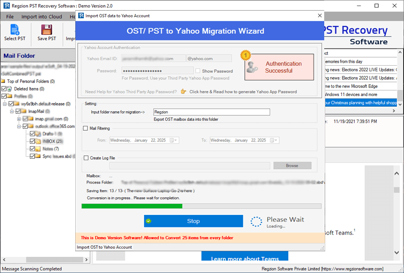 migrate pst to yahoo mail