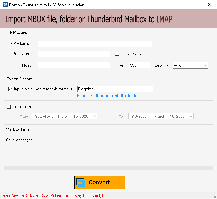 login IMAP account