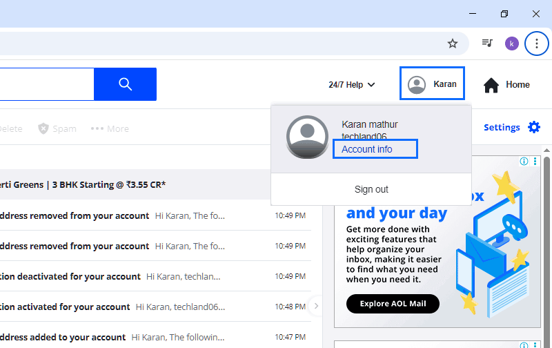 aol account settings