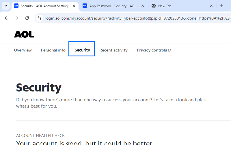 aol account settings