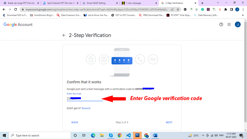 verify google account