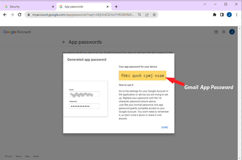 generate google app password