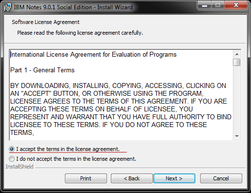 accept license agreement