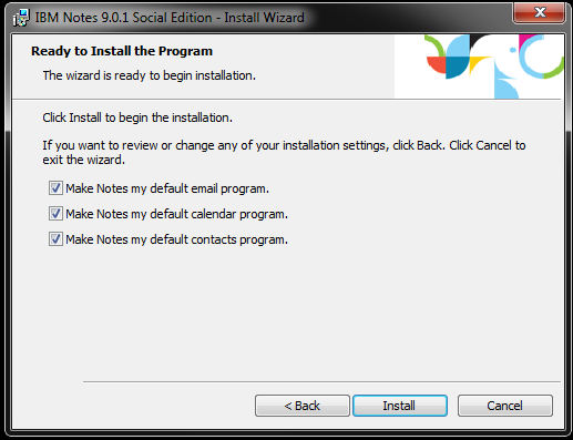 start IBM Notes installation