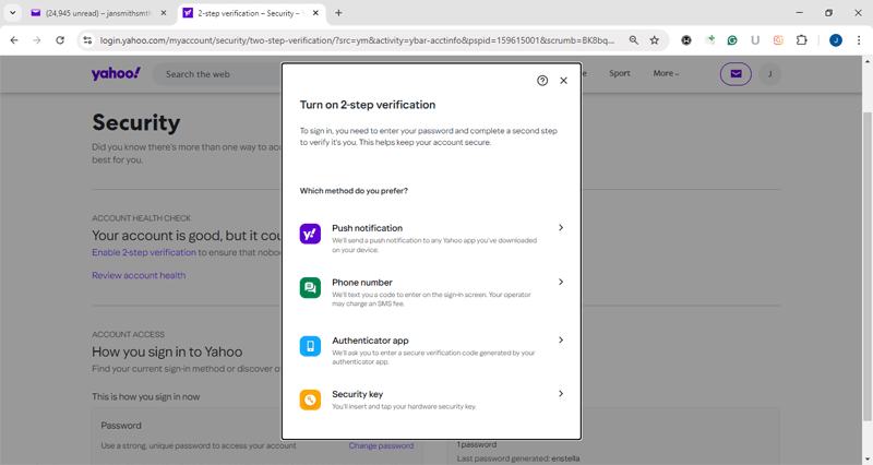 enable 2 Steps verification