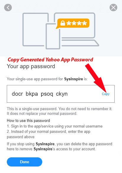 generate yahoo app password