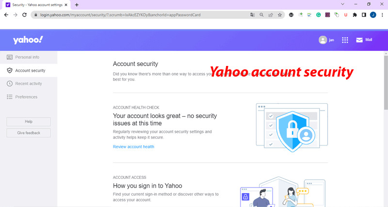 Yahoo account security