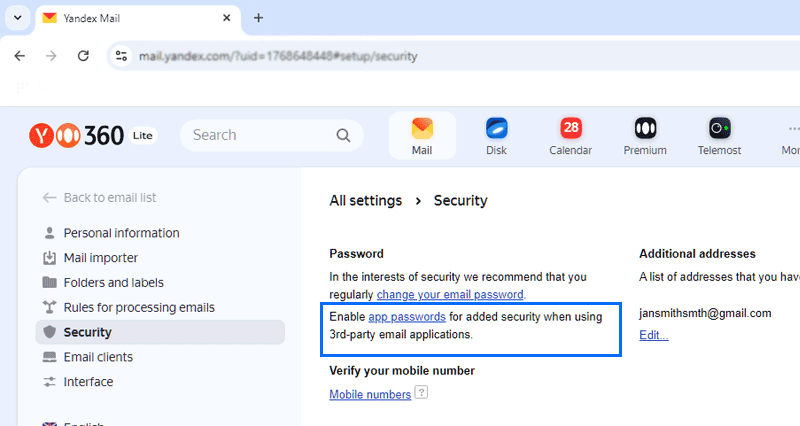 enable app passwords